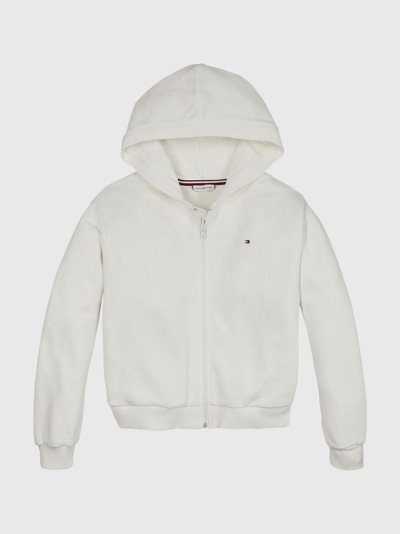 Lány Tommy Hilfiger Zip Hoodies Fehér | HU 1793ZUT